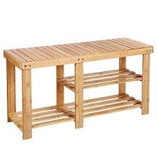 Amazon Com Songmics 100 Bamboo Shoe Rack Bench 3 Tier Entryway Storage Organizer With Seat Shoe Shelf For Bo In 2020 Shoe Rack Bench Bamboo Shoe Rack Wood Shoe Rack