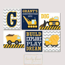 Construction Wall Art Construction Trucks Prints Or Canvas Etsy In 2021 Boys Construction Room Boys Bedroom Construction Boy Room