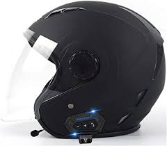 Bluetooth helmets are just like ordinary motorcycle helmets except that they contain a pair of speakers or headphones in them. Mttkttbd Bluetooth Open Face Motorcycle Helmet 3 4 Motorcycle Helmet With Visor Jet Half Motorbike Helmet Mofa Crash Moped Scooter Bobber Chopper Cruiser Pilot Racing Cap Dot Approved Amazon Co Uk Kitchen Home