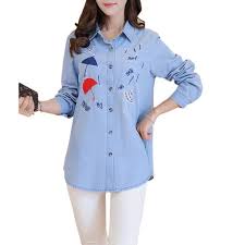 Design avec des volants décoratifs sur le bas du vêtement. Bigood Femme Fille Vogue Chemise Denim Manche Longue Lache Jean Casual Bleu Achat Vente Chemise Chemisette Prolongation Soldes Cdiscount