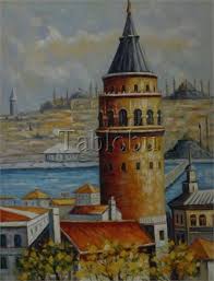 Galata Kulesi Yaaÿla Boya Tablo Tablolar Resim Sanati Yeni Sanat