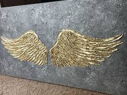 Gold Leaf Angel Wings Painting Heavy Textured Art Painting Etsy Angel Wings Painting Feather Wall Art Feather Art