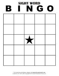 Template Printable Bingo Cards For Kids Sight Word Bingo Free Printable Bingo Cards Bingo Card Template Free Bingo Cards