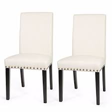 9trading 1pair Elegant Design Modern Beige Leather Parson Dining Chairs Free Tax Delivered Within 1 Dining Chairs High Back Dining Chairs Leather Dining Chairs