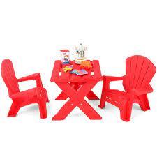 24w x 24d x 20.25h. 3 Piece Plastic Children Play Table Chair Set Kids Table Chair Set Play Table Chairs Play Furniture
