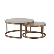 The coffee table presents a refined aesthetic. Leonardo Set Of Two White Marble And Gold Nesting Coffee Tables Overstock 22086313