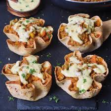 Tortilla Bowls Taco Cups Which Are Great For Lunch Dinner Or As A Party Snack This Healthy Recipe Is Vegan Glu Taco Cups Tortilla Bowls Vegan Recipes Easy
