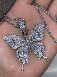 Iced Out Gold Filled Butterfly Pendant Rope Chain Created Diamonds For Sale In Huntington Park Ca Offerup Girly Jewelry Jewelry Cute Jewelry