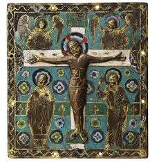 Limoges Vers 1200 1210 Important Plaque En Email Champleve Representant La Crucifixion Lot Art Byzantin Art Religieux Tableau Dessin