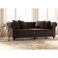 Product title kayleigh modern glam tufted velvet 3 seater sofa, sm. Jules 90 W Chocolate Brown Velvet Tufted Chesterfield Sofa 58j03 Lamps Plus In 2021 Sofa Design Tufted Chesterfield Sofa French Furniture Sofa
