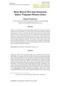 Pdf Bom Bunuh Diri Dan Euthanasia Perspektif Hukum Islam