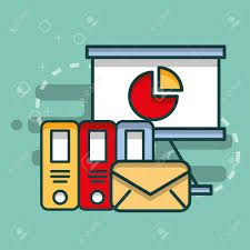 Business Board Chart Binders And Mail Office Vector Illustration