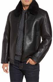 Andrew Marc Leather Jacket With Genuine Shearling Collar Nordstrom Leather Jacket Shearling Collar Jackets