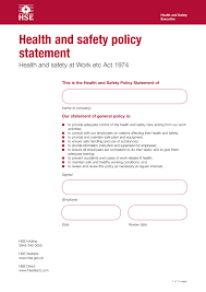 A policy states clearly what the employer intends to do about commitment and support for health and safety in the workplace. Hse Health And Safety Policy Statement