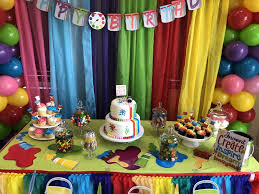 Simple Birthday Cake Table Decoration Ideas Painting Party Decor Party Cake Table Cake Table Decorations Party Cakes