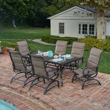 Costway 7 pcs patio rattan dining set acacia wood table top stackable chair. 7 Pc Outdoor Dining Set Wayfair