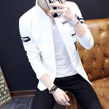 New Autumn Fashion Men S Jacket Baseball Collar Patch Designs Bomber Jackets For Men White Black Slim Fit Wi Mens Spring Jackets Mens Jackets Bomber Jacket Men