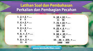 Anak anak silahkan disimak ya, soal yang ada di modul mirip seperti contoh yang ada di video ini. Latihan Soal Perkalian Dan Pembagian Pecahan Dan Kunci Jawaban Bimbel Brilian