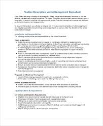Financial consultants help their clients develop customized financial plans and provide guidance on insurance, investments, retirements, and savings. Free 8 Management Consultant Job Description Samples In Ms Word Pdf