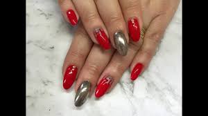 Acrylic nail paints are a mixture of liquid monomer and powder polymer. Acrylic Nails Infill Red And Silver Drip Nails Youtube