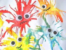 Blow Paint Monsters Thin Some Tempera Paint With Water Drop Small Ammounts On Paper Then Use A Straw To Blow The Pai Art For Kids Blow Paint Art Activities