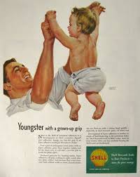 1954 Shell Oil Ad Dad With Baby Jerome Rozen Vintage Gas Oil Ads Baby Ads Vintage Advertisements Vintage Baby