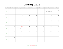 Print the calendar and mark the important dates, events, holidays, etc. January 2021 Blank Calendar Free Download Calendar Templates