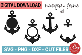 Anchor Monogram Frames Svg Png Dxf 263466 Svgs Design Bundles Anchor and bell, lighthouse, retro diving equipment. anchor monogram frames svg png dxf