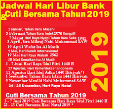 Pemerintah telah melakukan perubahan cuti bersama tahun 2020. Jadwal Hari Libur Semua Bank Di Indonesia 2019 Informasi Perbankan