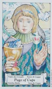 The page tarot cards depict youthful energy and can represent a person who is a student or lacks experience. Page Of Cups Tarot Card For Wednesday Daily Tarot Girl