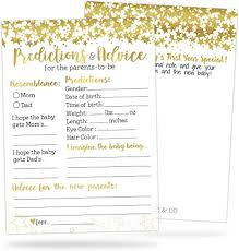 (the first two of each are from me or my husband) common wishes: Amazon Com 30 Gold Baby Shower Prediction And Advice Cards Baby Shower Games For Girls Boys Or Gender Neutral Party Baby Advice Cards For Baby Shower Well Wishes For Baby New