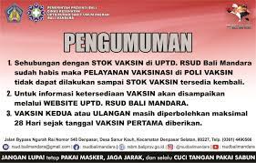 Selengkapnya bisa di download disini. Pengumuman Vaksinasi Di Poli Vaksin Uptd Rsud Bali Mandara Rumah Sakit Umum Daerah Bali Mandara