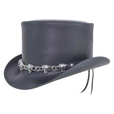 El Dorado Top Hat 5 Skull Band Leather Top Hat American Hat Makers Leather Top