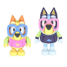 Bluey 2 Pack Figures Series 3 Pool Time Bluey Bingo Pool Time Fun Blue Heeler Dogs Playset