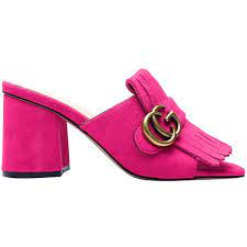 Dalea Cg Logo Chunky Heel Mule Sandals 125 Liked On Polyvore Featuring Shoes Sandals Logo Shoes Thi Faux Suede Shoes Open Toe Shoes Embellished Sandals