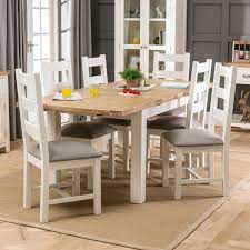 For those who prefer the classics, a solid oak dining set will never go out of style. Cheshire Cream Painted Extending Dining Table 6 Dining Chairs Set The Furniture Market
