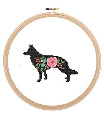 Hand embroidery stitches for everyone, 2nd edition. German Shepherd Silhouette Cross Stitch Pattern Floral Roses Pet Animal Wall Art German Shepherd Cross Stitch Modern Gift Zindagi Designs