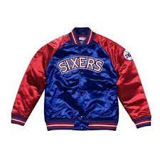 Authentic Philadelphia 76ers Mitchell Ness Nba Tough Season Satin Jacket Ebay Satin Jackets Jackets Mens Jackets