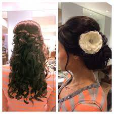 Wedding Hair Down With Veil For The Ceremony Up With Flower For The Reception Hair Styled By Stacykristine6 Wedding Hair Up Hair Beauty Bridesmaid Hair