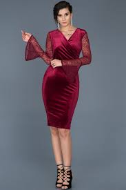 Bordo V Yaka Kadife Elbise Abk315 Aksamustu Giysileri The Dress Elbise