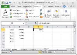 Ms Excel How To Use The Irr Function Ws Vba
