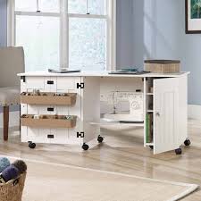 Sauder Sewing And Craft Table Soft White Finish Walmart Com Craft Tables With Storage Sewing Machine Tables Craft Table