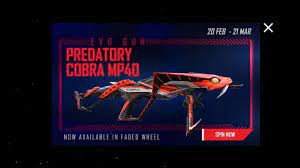 With this product, you will earn. New Free Fire Predatory Cobra Mp40 Evo Smg In Faded Wheel Firstsportz