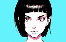 A 'pierce brosnan gene' which causes people to develop freckles, brown hair and blue eyes has been discovered by scientists. Wallpaper Look Haircut Eyebrows Freckles Black Hair Blue Background Bangs Portrait Of A Girl Ilya Kuvshinov Images For Desktop Section Zhivopis Download