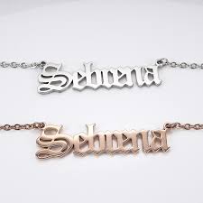 After generating greetings pictures and photos personalize alphabet on necklace with birthstone you can download this greetings for free or after printing your name or message on greetings or. China Fashion Personalized Old English Font 18k Gold Plated Jewelry Silver Alphabet Name Necklace With Initial Letter Photos Pictures Made In China Com