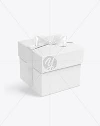 Download Square Gift Box W Bow Mockup In Box Mockups On Yellow Images Object Mockups
