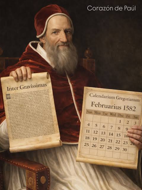 📜 El 24 de febrero de 1582 el Papa Gregorio XIII promulgó la bula Inter gravissimas, documento pontificio que reformó el calendario juliano y estableció el calendario gregoriano, que es el que