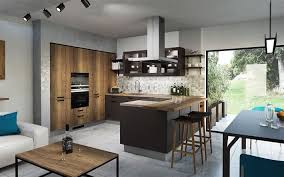 Download Wallpapers Stylish Kitchen Interior Country House Modern Interior Design Kitchen In The Loft Concrete Wall Decoration Gray Concrete Walls Loft Style For Desktop Free Pictures For Desktop Free