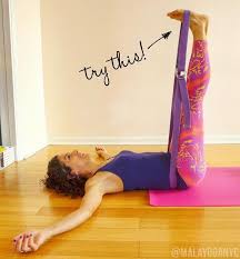 Mala Yoga This Version Of Reclined Staff Pose Allows Her To Stretch Her Hamstrings Without Straining At The At Yoga Asanas Restorative Yoga Poses Yoga Therapy