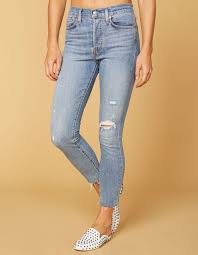 Levis Wedgie High Rise Blue Spice Womens Skinny Ripped